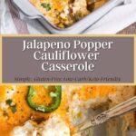 Pinterest graphic cauliflower jalapeno popper casserole.