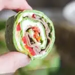 Pinterest graphic for Boursin roast beef pinwheels.