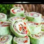Pinterest graphic for Boursin roast beef pinwheels.