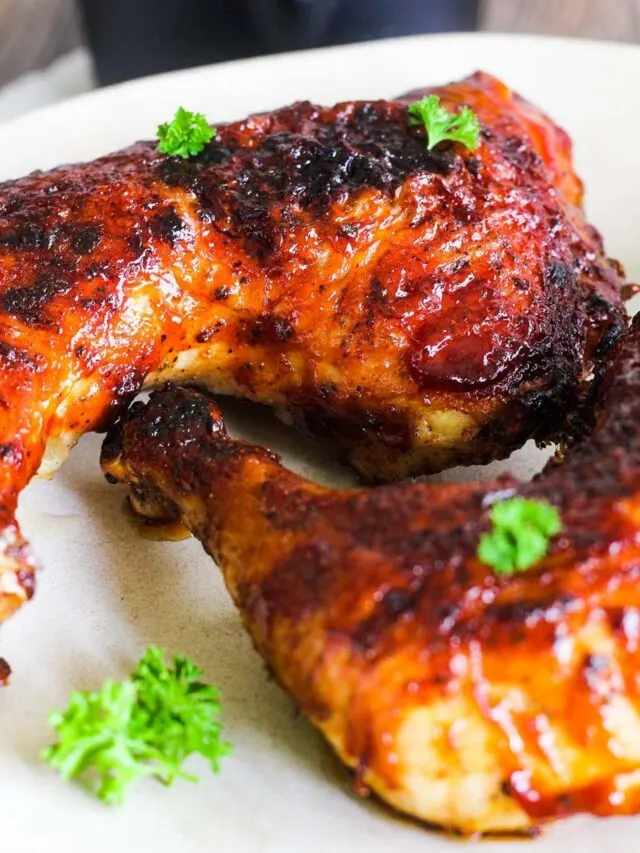 Close up of air fryer bbq chicken.