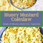 Pinterest graphic for honey mustard coleslaw.